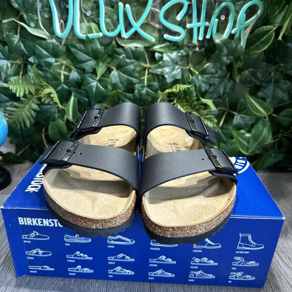 Birkenstock Arizona Leather Birko-Flor Women Size 39 US L 8 M 6 Black - Picture 2 of 9